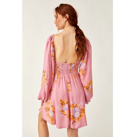 NWT Free People Adella Floral Mini Dress Pink Rose M Boho Cottagecore $128 - Picture 3 of 11